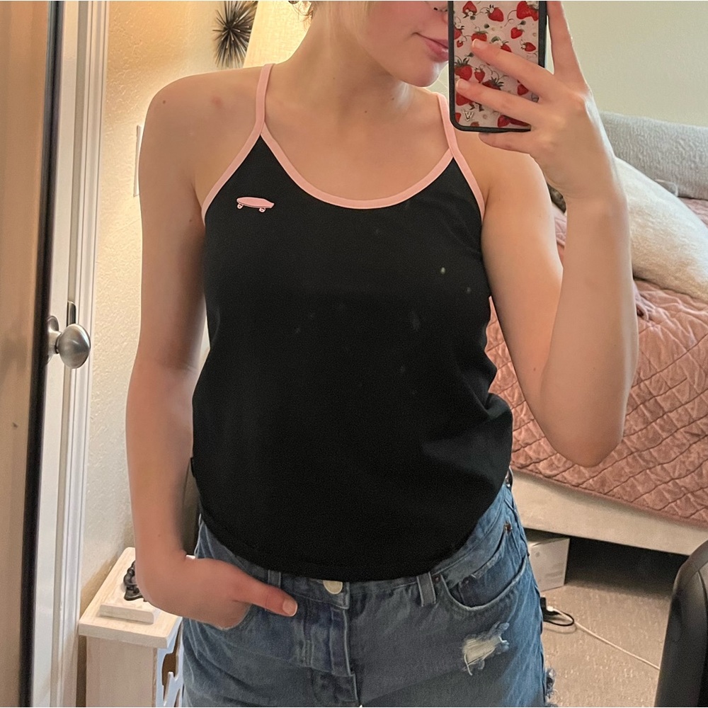 vans black and pink tank top